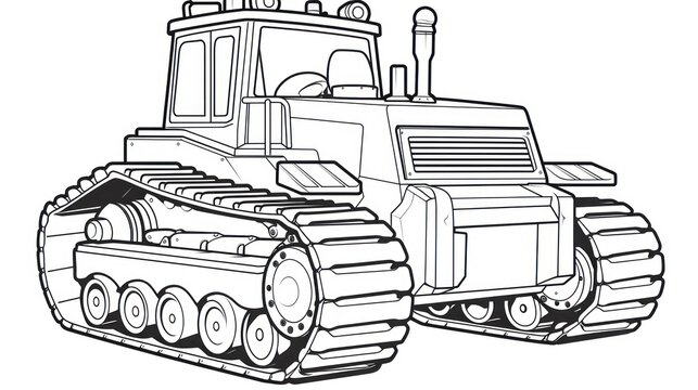 Heavy equipment tractor outline - design, vehicle and manual painting equipment.