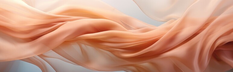 Abstract background made of pink light fabric. Silk fabric creates waves and curves.