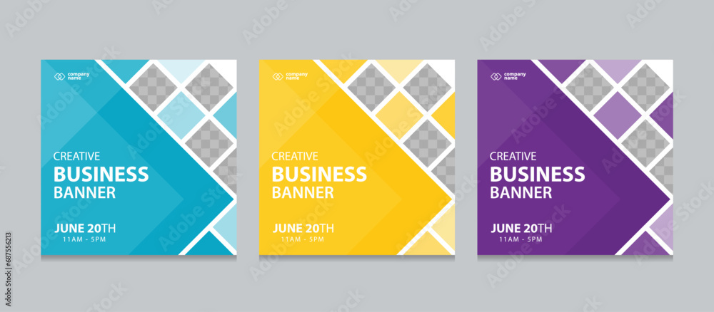Poster set of editable square business web banner design template. suitable for social media post, instagra