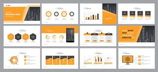 business presentation template design backgrounds and page layout design for brochure, book, magazine, annual report and company profile, with info graphic elements graph design concept - obrazy, fototapety, plakaty
