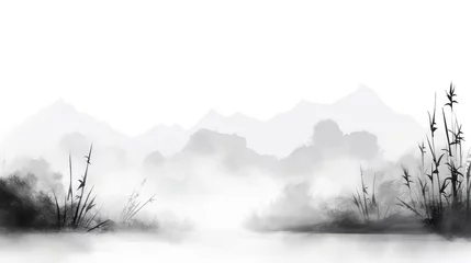Stof per meter Chinese style ink landscape painting © evening_tao