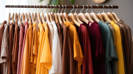 Shelves full of women's clothes at home