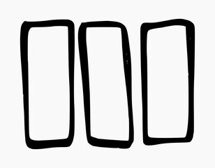 Set of hand drawn rectangular frames. Simple scribble line. Suitable vector for text box, frames, border.