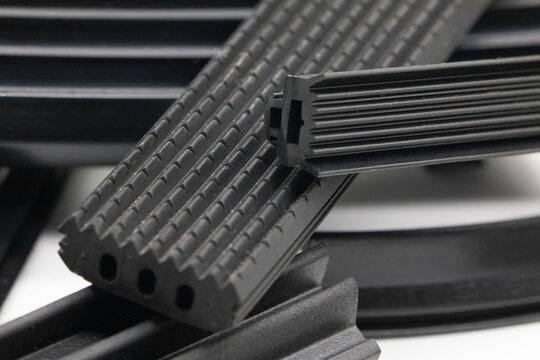 Close-up shot of various rubber profile products