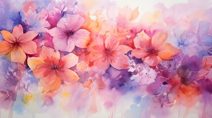 Abstract watercolor painting featuring a mesmerizing pattern of flowers