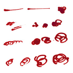 赤インクが飛び散る・筆跡のテクスチャー素材　ベクター