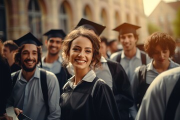 Female student smiling university graduate end of the year