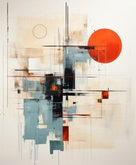 Modern Abstract Art with Circles and Lines