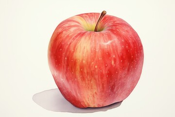 Watercolor illustration of an apple isolated on white background. AI generative