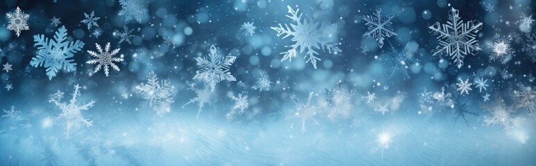 Naklejka na ściany i meble Abstract winter background. Snowflakes. Seasons.