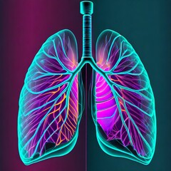 lungs neon - obrazy, fototapety, plakaty
