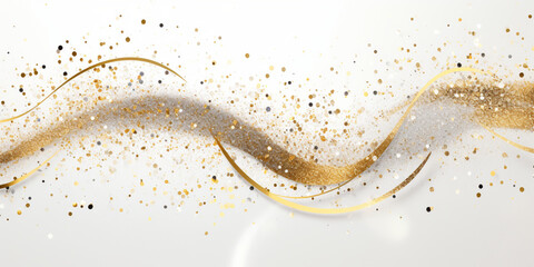 abstract modern white background playing with gold sequins with soft lines interlacing,design and advertising concept - obrazy, fototapety, plakaty