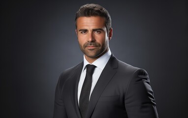 Suave Businessman in Black Suit Portrait