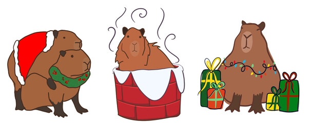 Christmas Capybaras Set