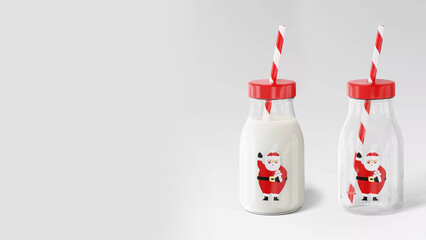 Two Christmas Santa tumblers, isolated on copy-space background.