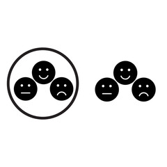 Happy, neutral and sad emoji icon. 