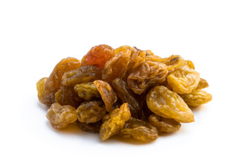 Heap of raisins isolated on a white background