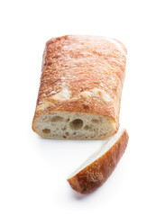 Ciabatta italian bread isolated on a white background
