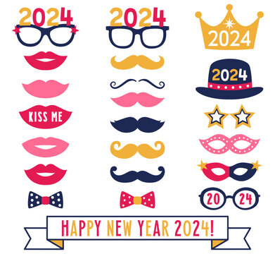 New Year 2024 vector party set