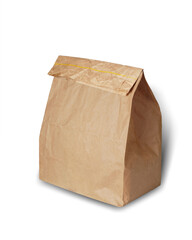 brown paper bag isolated on white background. This has clipping path.