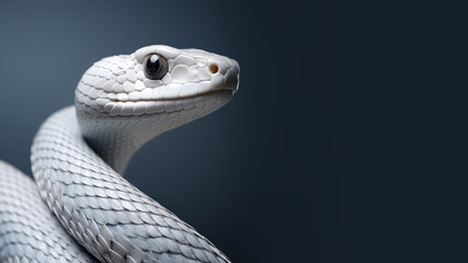 Fototapeta premium White snake in alert position isolated on gray background