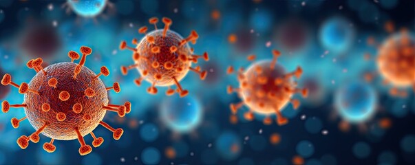 Invisible threat. Understanding microscopic world of viruses epidemics and contagious diseases. Battling unseen. Exploring microbiology pathogens and science behind viral infections - obrazy, fototapety, plakaty