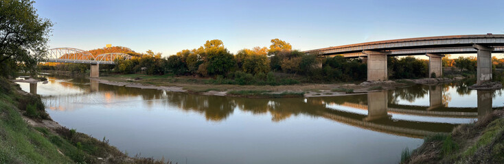 Brazos River at Interstate 10 in Texas during evening