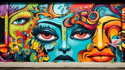 Naklejka premium Vibrant Urban Expression: Abstract Graffiti Art Fusion
