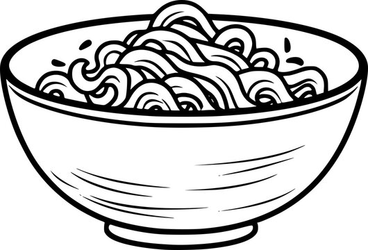recommend clip art: Noodle in bowl illustration outline 