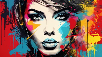 Expressive Pop Art Explosion Female Face Portrait © ArtBoticus
