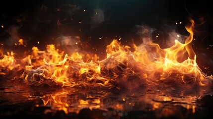 Dazzling Set of Flaming Fires and Sparkling Sparks on Solid Background