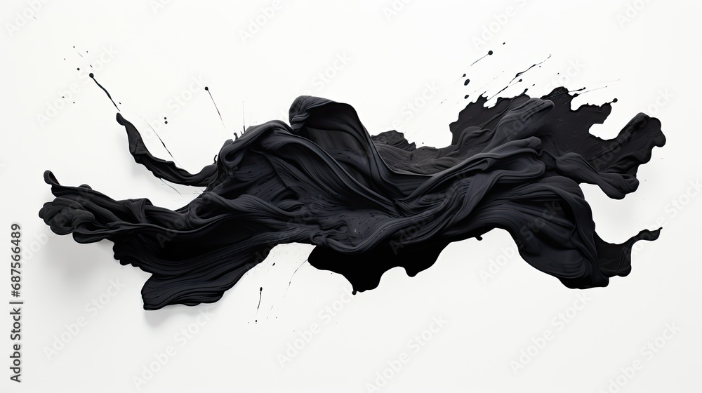 Wall mural A splash of black paint. Dynamic form made of black liquid material. Abstract composition for graphic design.