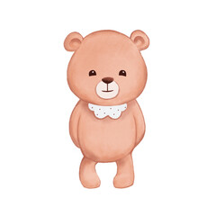 Teddy bear toy. Kind bear. Character for children. Character for a postcard. Cartoon illustration isolated on white background