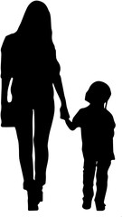 silhouette of mother and child on a transparent background