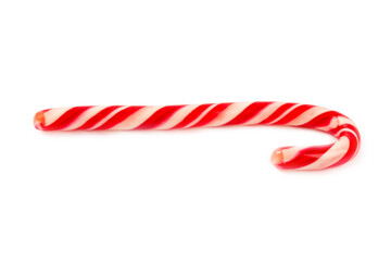 Candy cane isolated on white background. Christmas sweets. Christmas candy. New Year. A traditional sweet gift for the Christmas tree. Holiday concept.