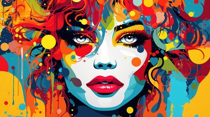 Vibrant Abstract Pop Art Woman's Face