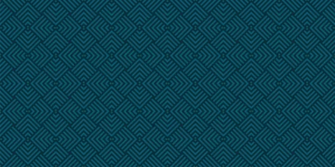 Fotobehang Geometric lines vector seamless pattern. Elegant subtle texture with stripes, squares, chevron, arrows, lines. Abstract teal linear graphic background. Trendy geo ornament. Modern dark repeat design © Olgastocker