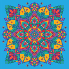 Floral color square mandala Ornament Pattern design vector illustration