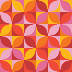 Fototapeta na wymiar Retro circles red orange mosaic pattern