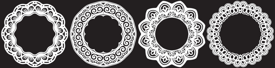 line art round border design. circle art frame ornamental design.