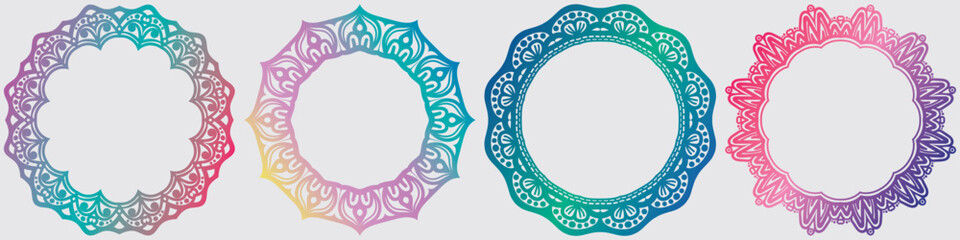 abstract colorful frame design. for textiles, invitations. and Template for cards. round frame and etc.