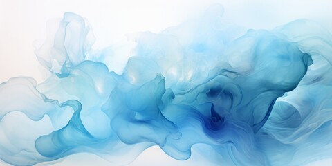 Fototapeta na wymiar Generative AI image of Wavy light blue water color splotches