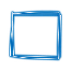 Abstract neon blue hand drawn frame on transparent background