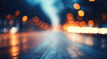Night city street bokeh effect