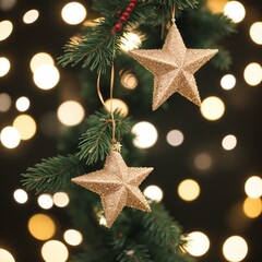 Fototapeta na wymiar christmas background with two star christmas tree