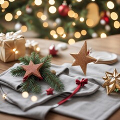 christmas stars decoration and christmas tree