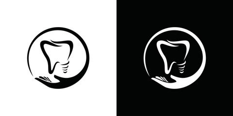 Dentistry clinic logo design with dental implant logo and abstract geometric lines creative design hand