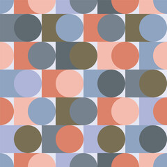 Retro dots mosaic orange blue geometric pattern