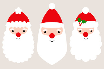 Santa Claus face illustrations with space for text on beards