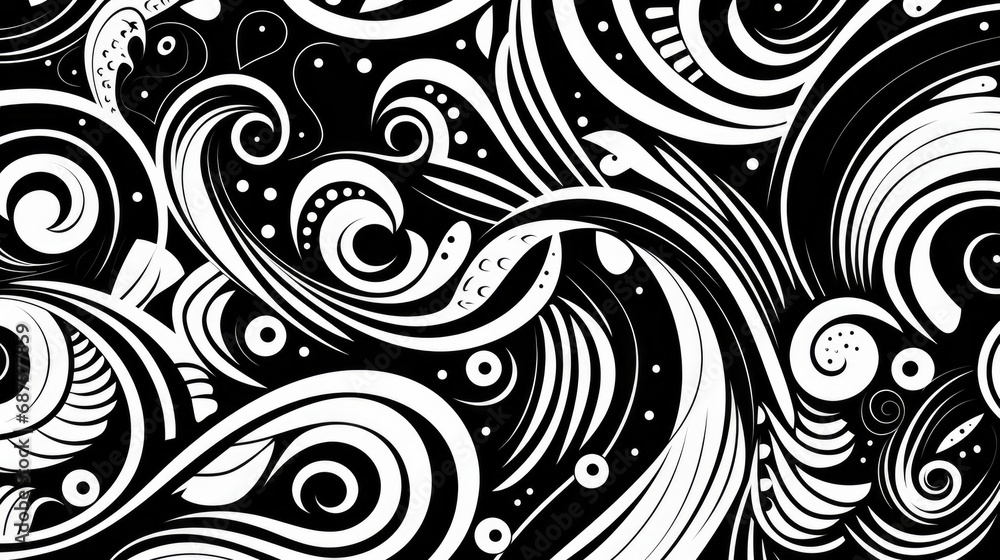 Aufkleber abstract doodle pattern drawing background for children or trendy design with basic shapes.